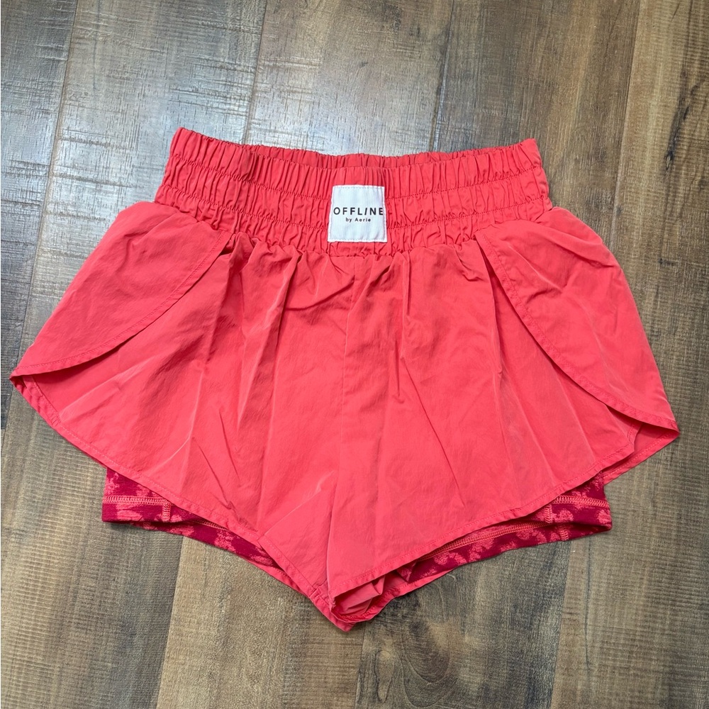 OFFLINE by Aerie Women's Red and Orange athletic Shorts Size Medium